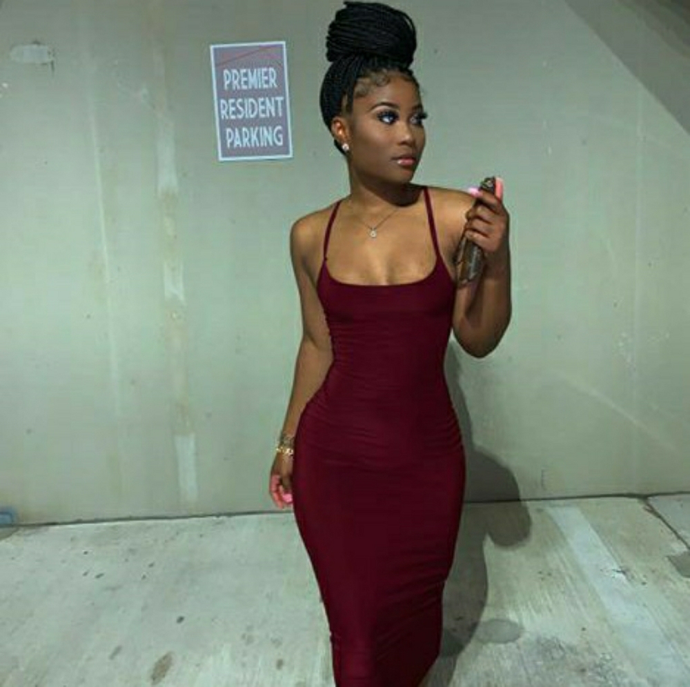 WINE RED BODY CON DRESS